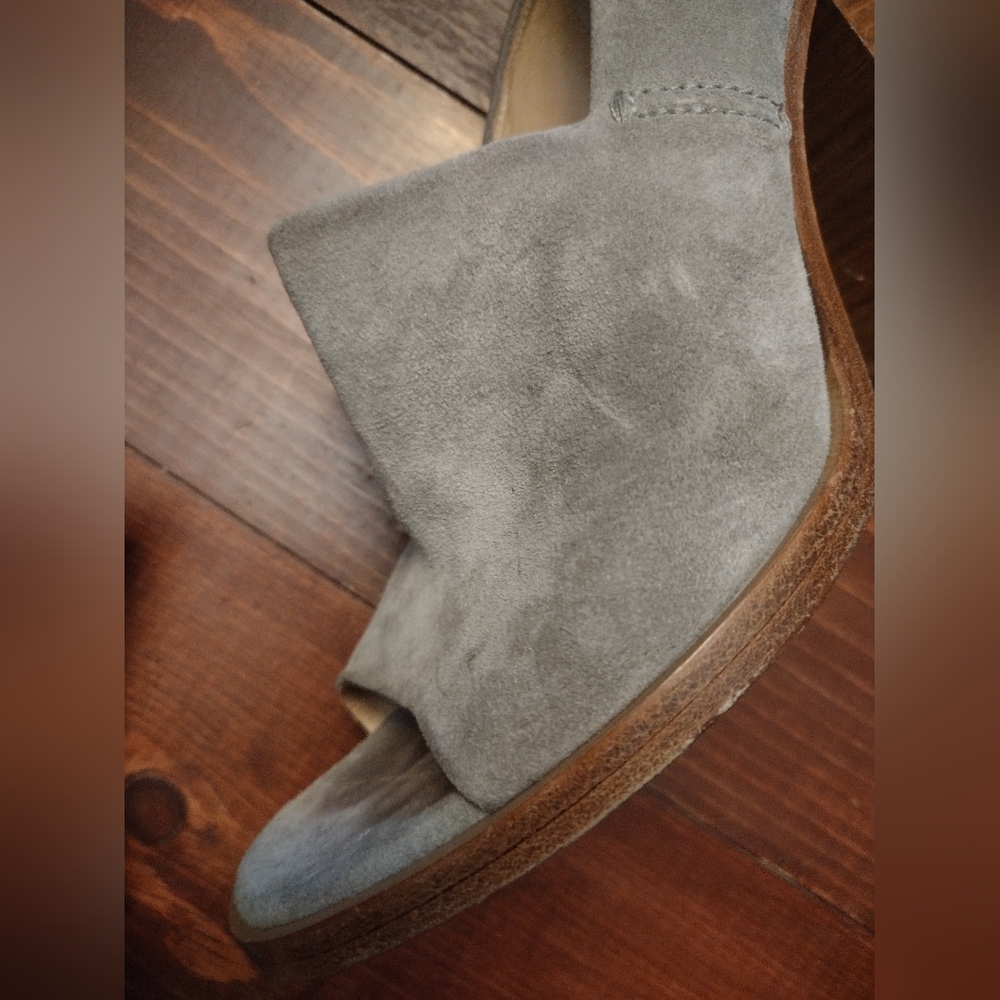 Rag & Bone Myra Suede Peep Toe Block Heels - Picture 5 of 10